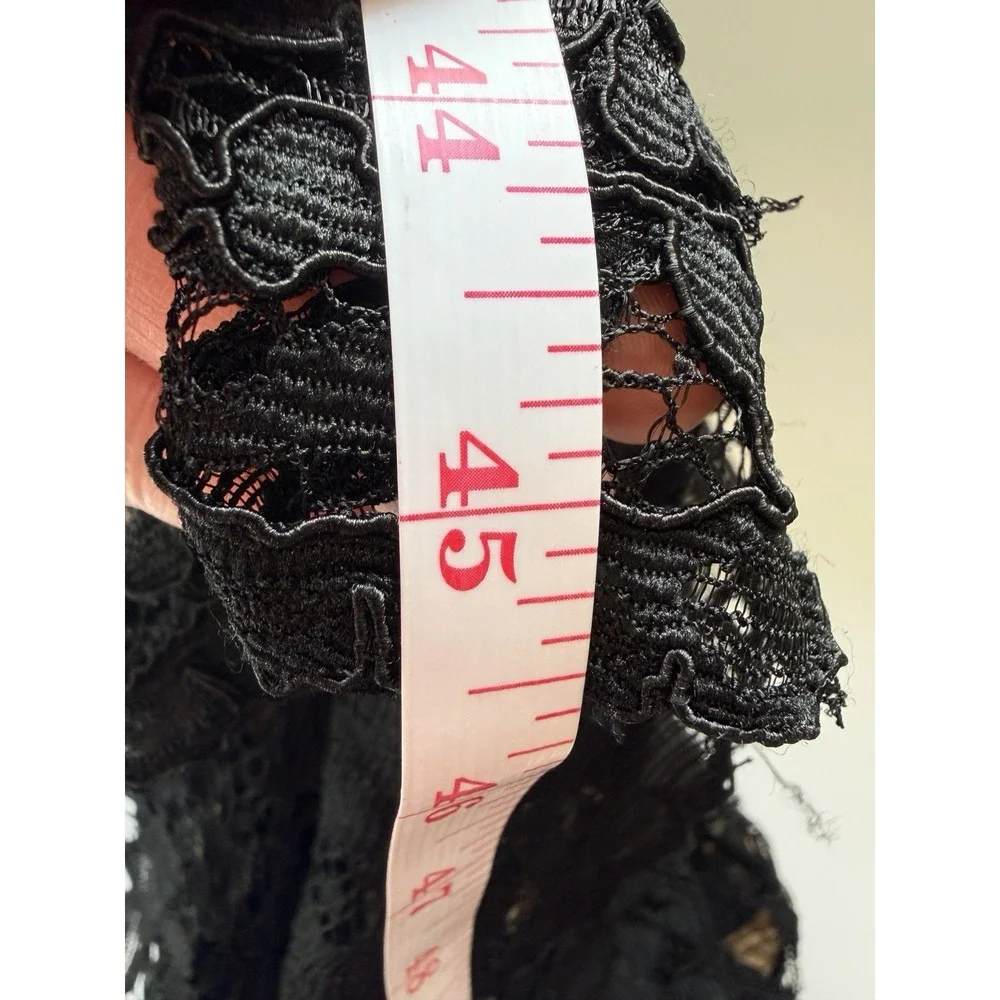 ABS by Allen Schwartz Black Lace Overlay Dress Sz 4 Midi Bodycon Cocktail Gothic